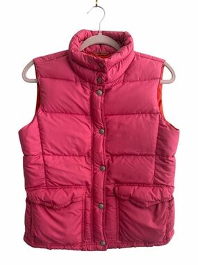 J Crew Down Filled Puffer Vest Cranberry Orange size small